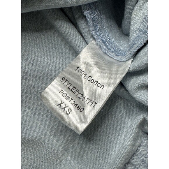 Tuckernuck Sofia Top XXS Light Wash Denim Trapunto Stitch Short Sleeve Shirt - Picture 6 of 10